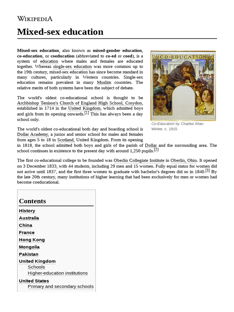 Mixed-Sex Education | PDF | Educational Institutions | Schools