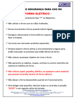 Regras de Segurança para Uso Do Forno Elétrico