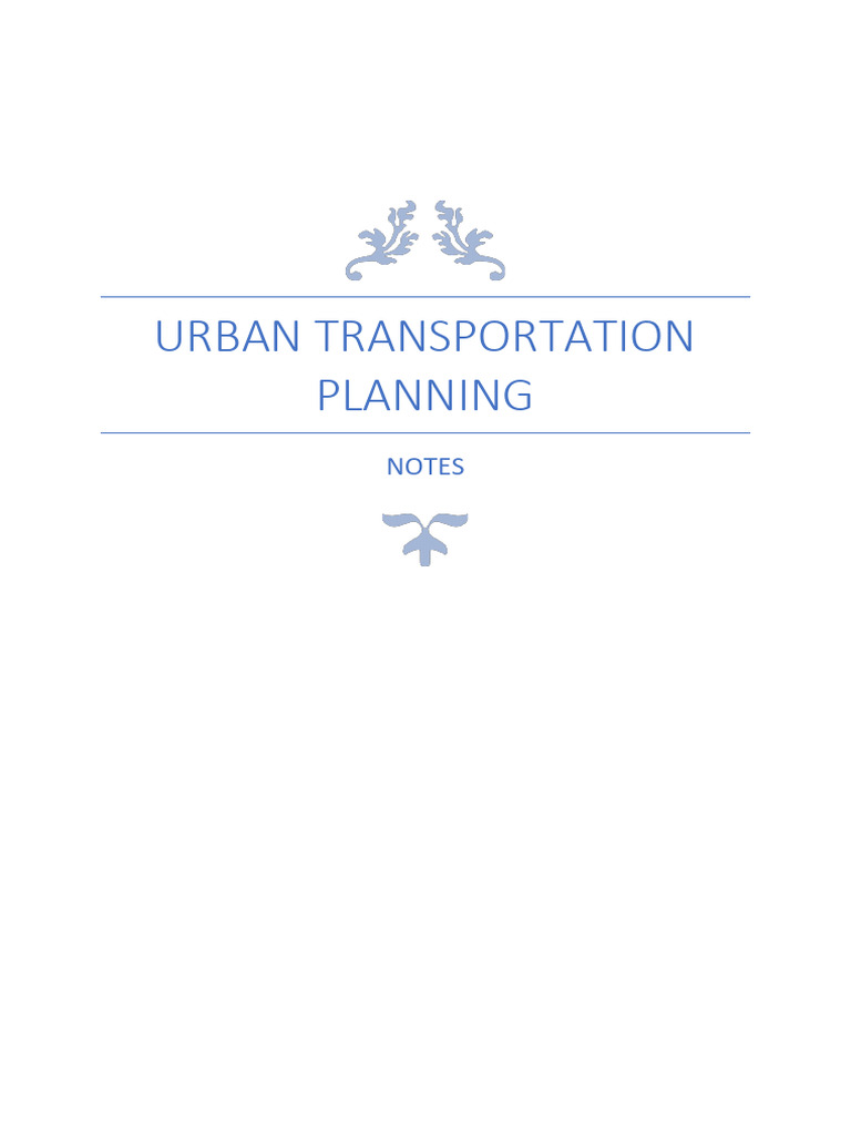 Urban Transportation Planning | PDF | Transport | Public Transport