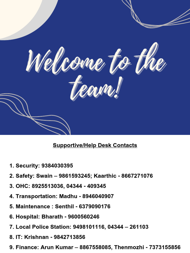 Essential Support Contacts List | PDF