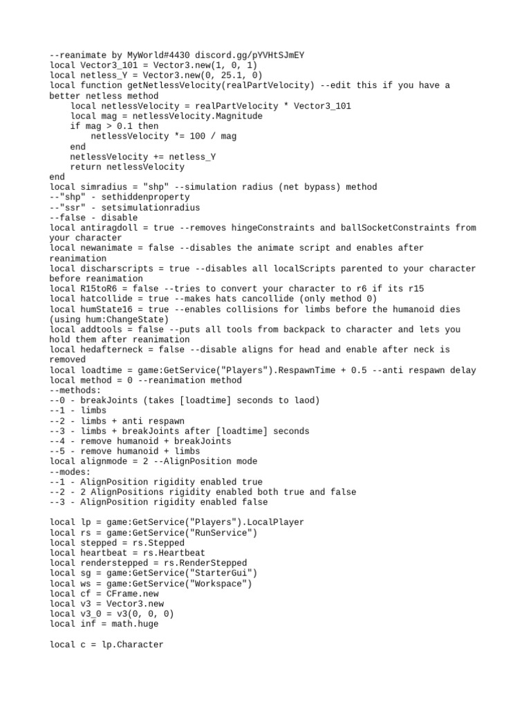 Roblox Hip Height Reanimation Script | PDF