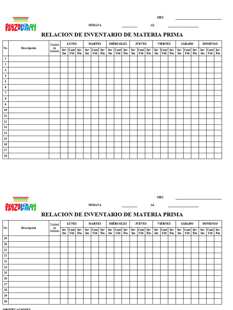 Inventario de Materia Prima y Producto Terminado | PDF