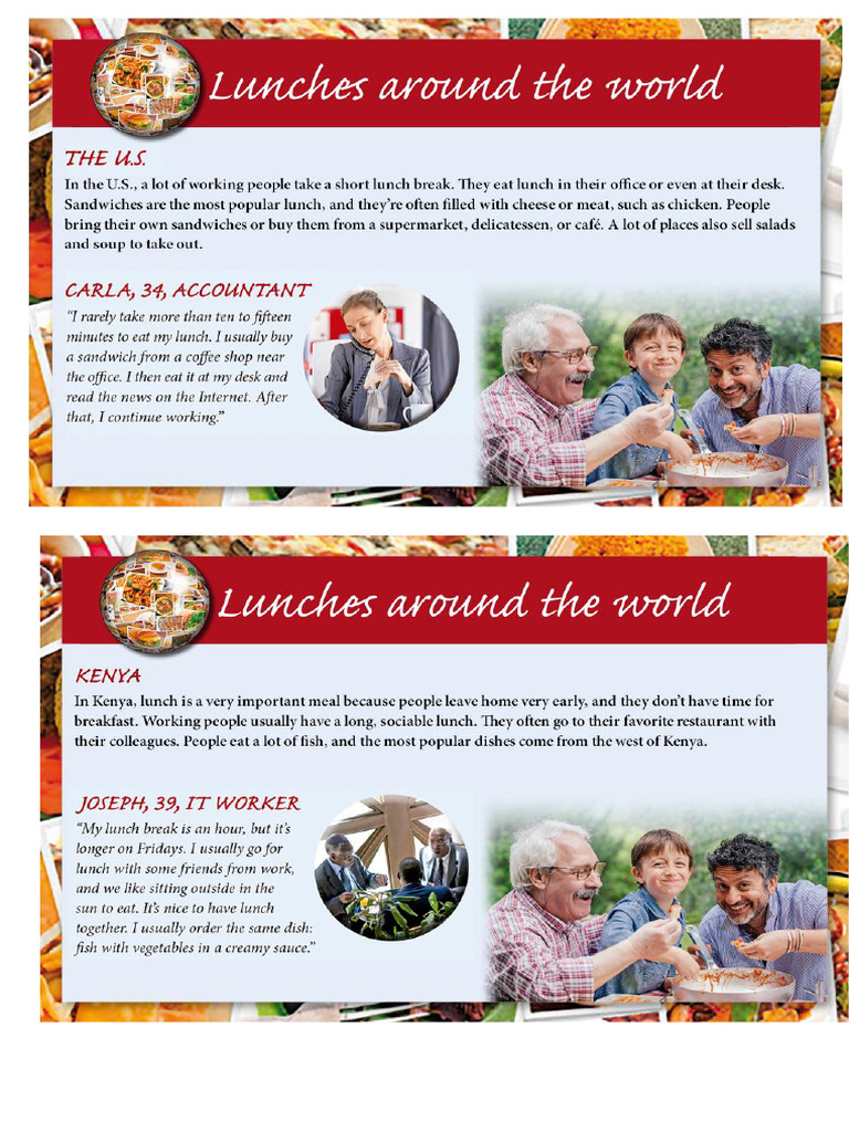 Unit1b Reading Lunch Around The World PDF
