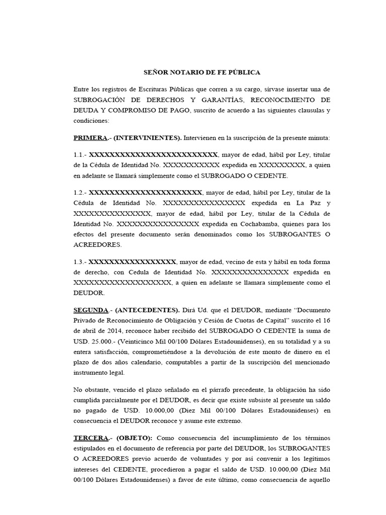 Contrato de Subrogacion | PDF | Subrogación | Pagos
