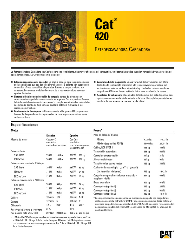 Ficha Tec Retro Cat420 | PDF | Motores | Turbocompresor