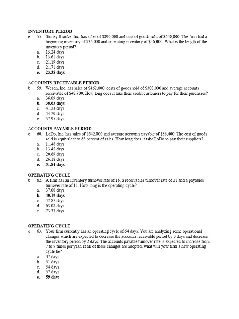 Financial Ratios: Inventory & Cash Cycles | PDF | Accounts Payable ...
