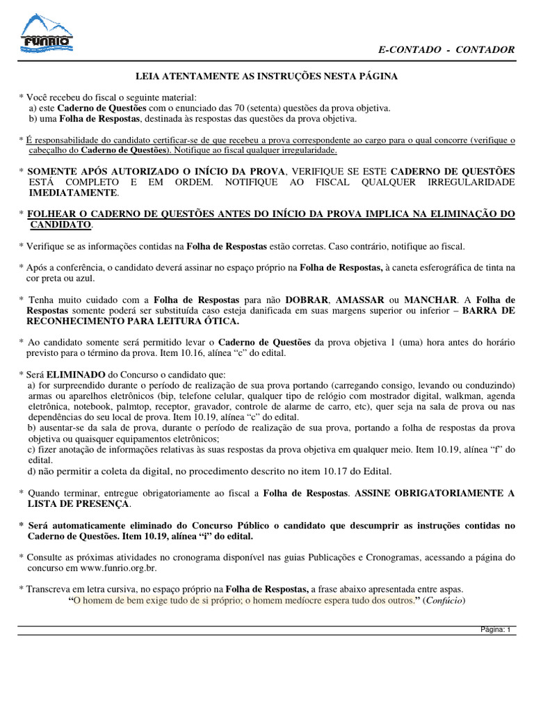 Funrio 2015 Ufrb Contador Prova | PDF