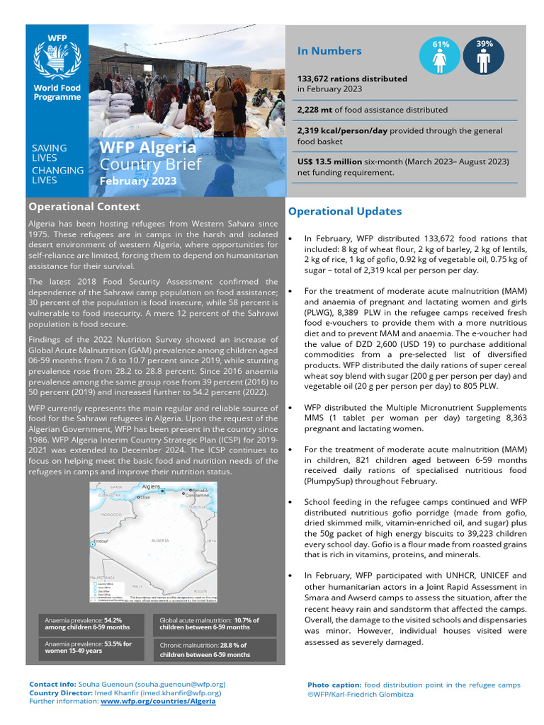 02 2023 Algeria Country Brief | PDF | Malnutrition | Food Security