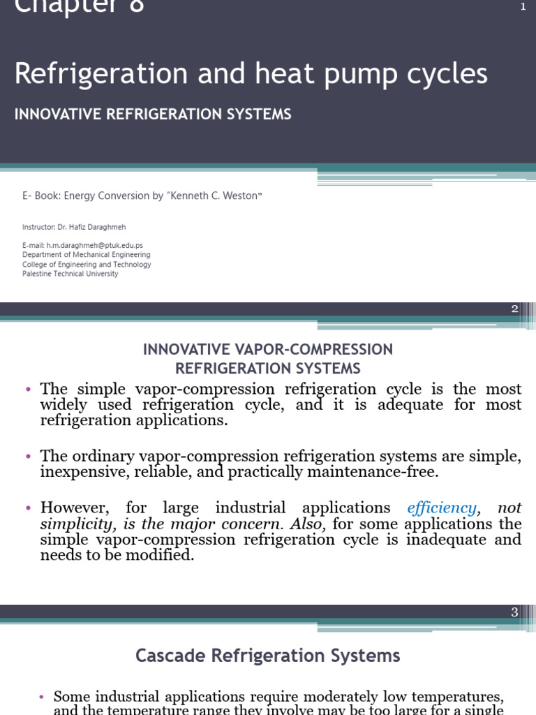Ch 8 Innovative Vapor Compression Cycles Pdf Refrigerator