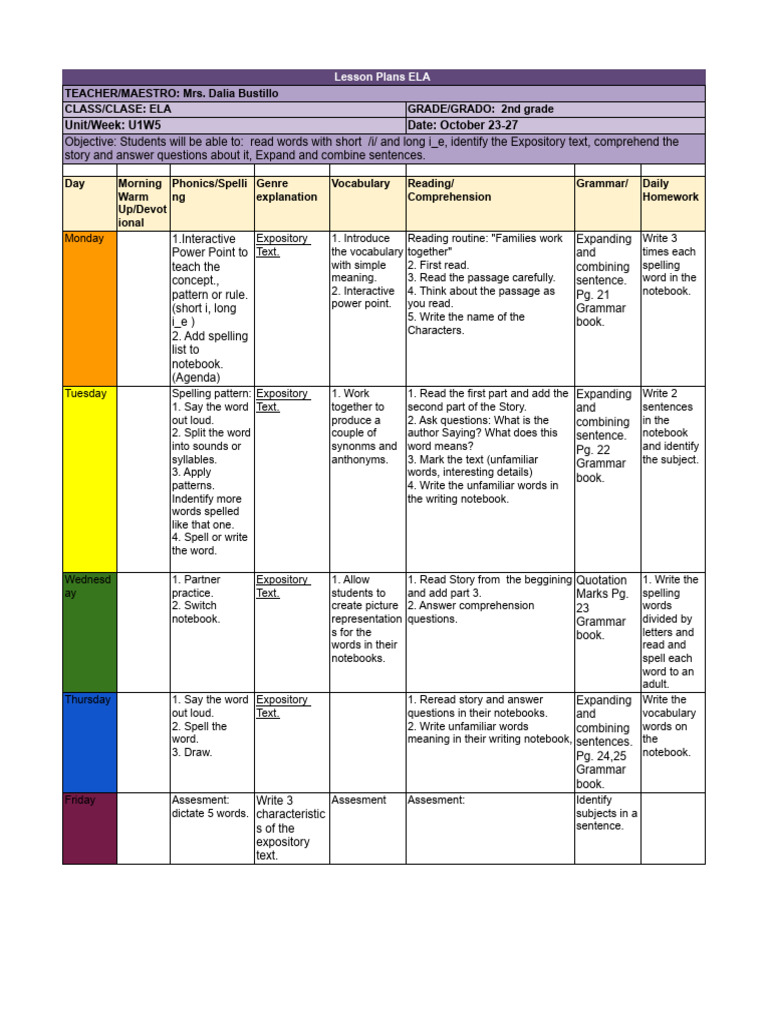 Syllabus 2nd Grade