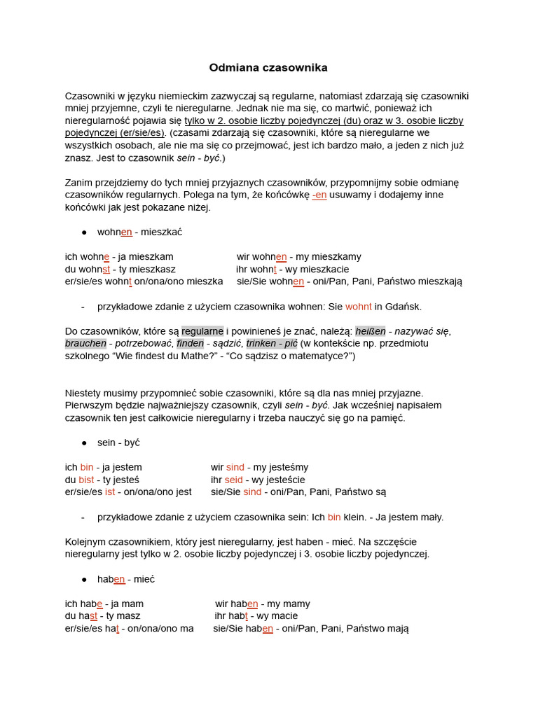 Odmiana Czasownika W Czasie Przyszłym