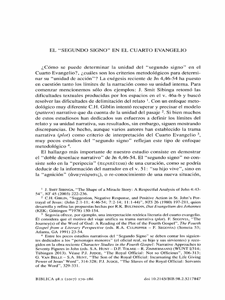 El Segundo Signo en el Cuarto Evangelio | PDF | Jesús | Poética ...