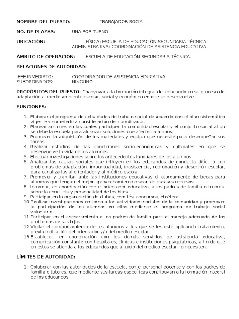 Funciones Ts, Prefectura Bibliotecario Coord. Educación