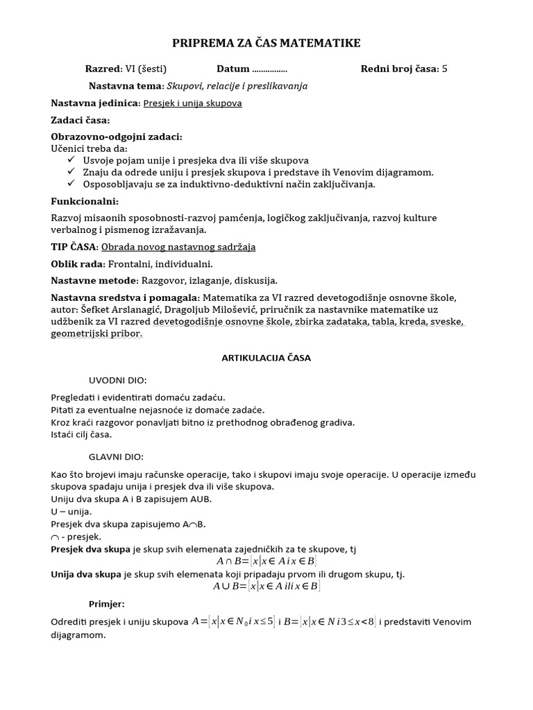 5.presjek I Unija Skupova-OB | PDF