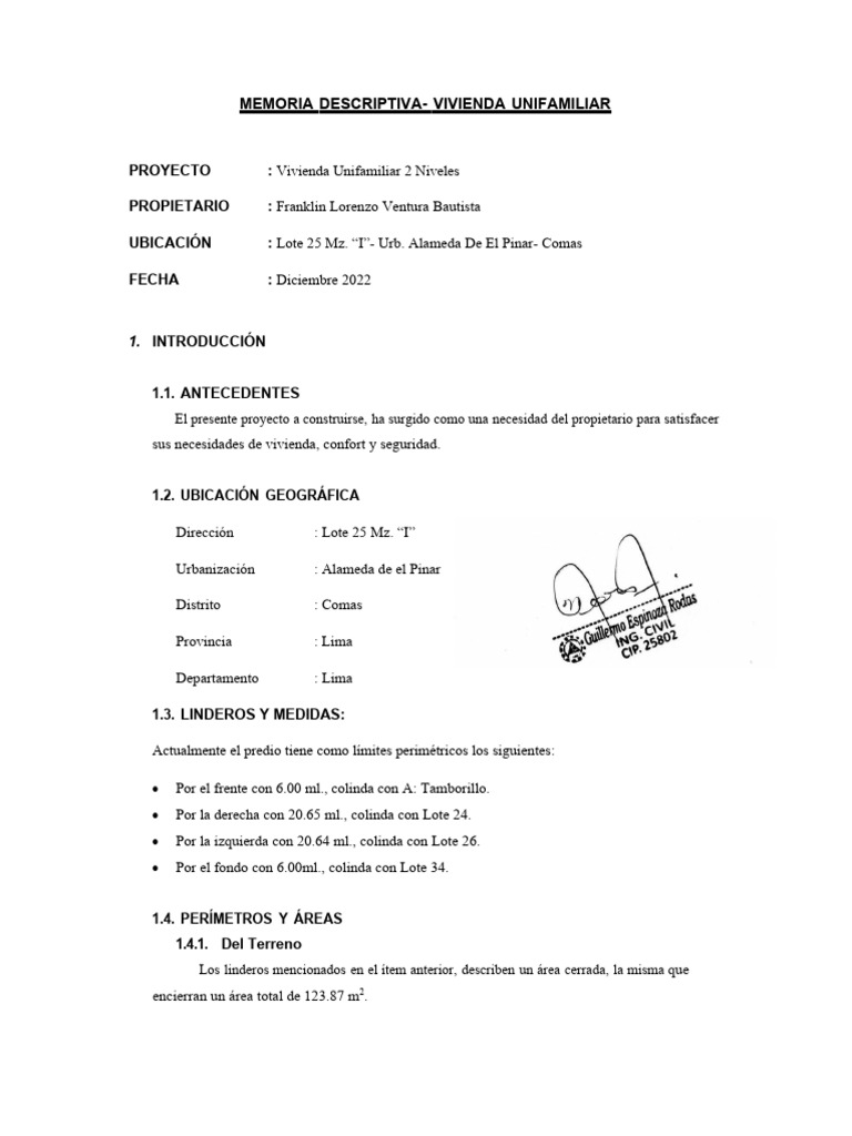 Proyecto de Vivienda Unifamiliar en Comas | PDF | Material compuesto ...