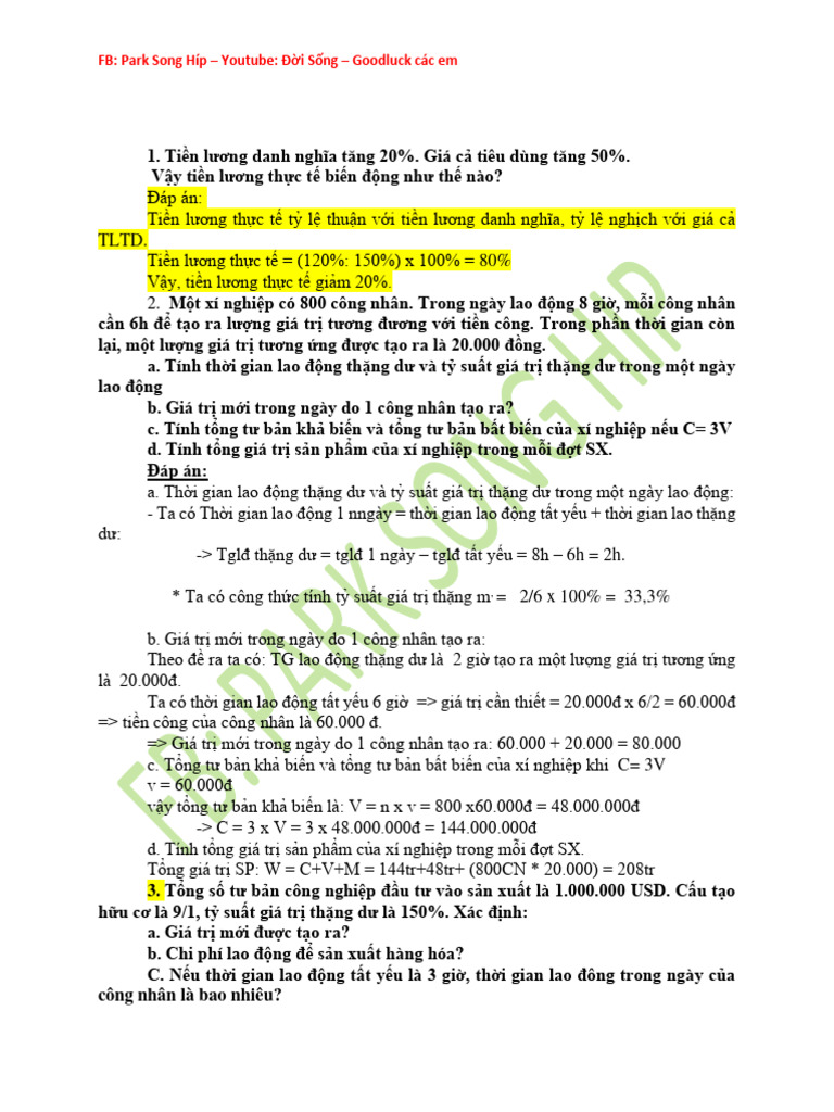 Bai Tap KTCT On Thi Gui SV | PDF