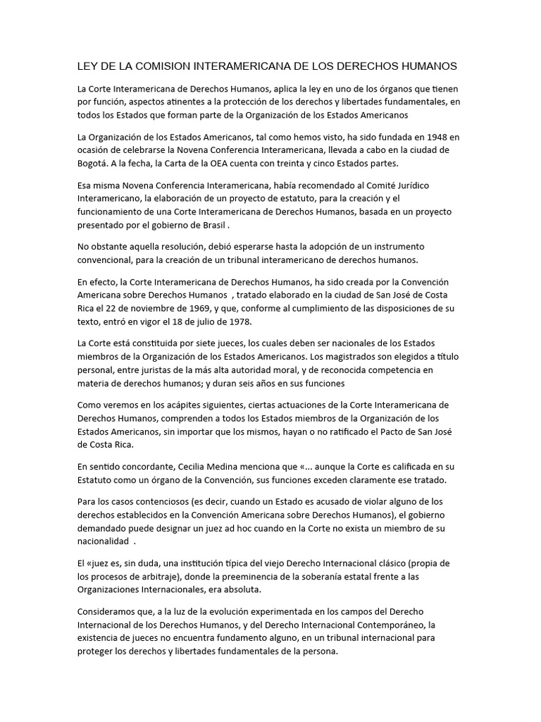Ley de La Comision Interamericana de Los Derechos Humanos | PDF ...