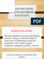 Posisyong Papel at Replektibong Sanaysay