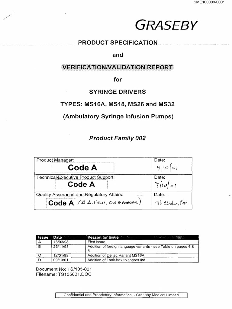 Syringe Driver Product Specification | PDF | Verification And ...