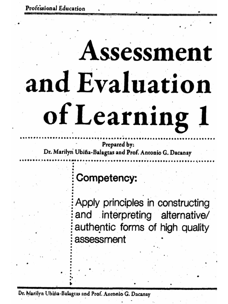 Assessment and Evaluation of Learning 1 | PDF | Educational Assessment ...
