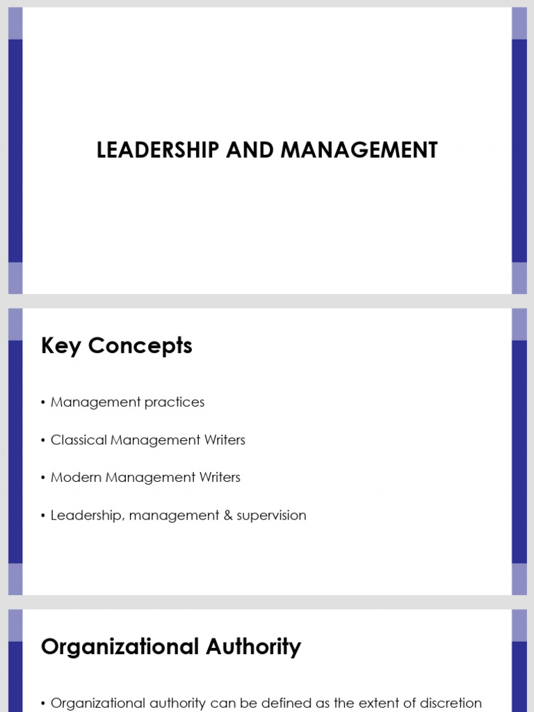 Leadership and Management Concepts Overview | PDF | Leadership | Power ...