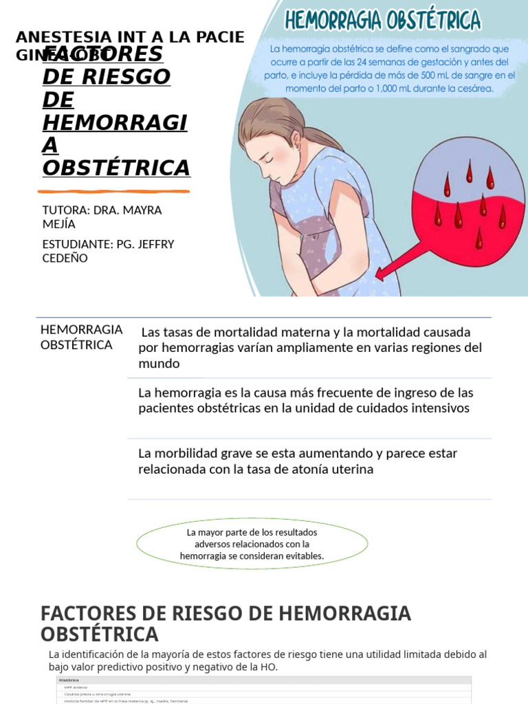 Factores de Riesgo en Hemorragia Obstétrica | PDF | Parto | Placenta