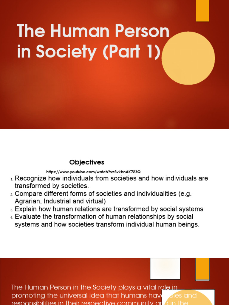 essay about the human person in society