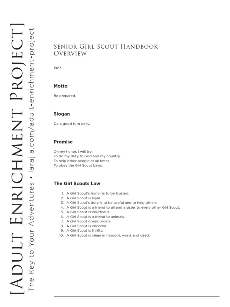 Senior Girl Scout Handbook Overview | PDF | Scouting | Textiles