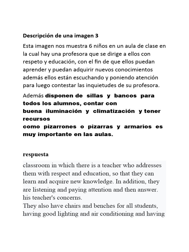 Descripción de Una Imagen Ingles | PDF