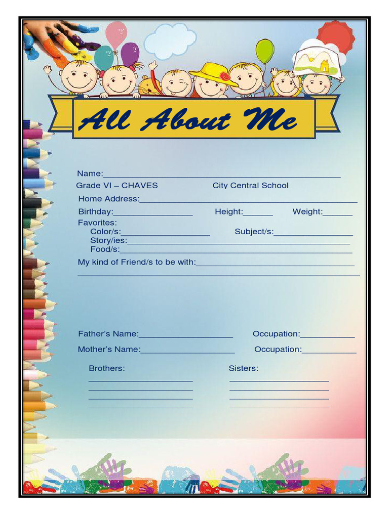 All About Me Template PDF
