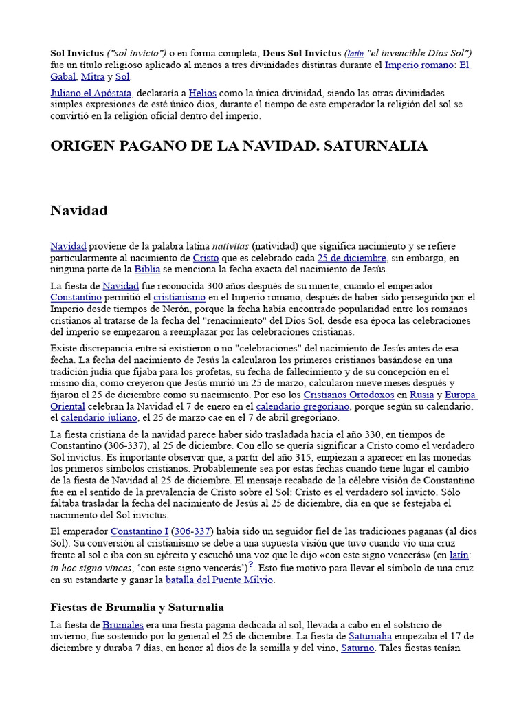 Origen Pagano de la Navidad | PDF