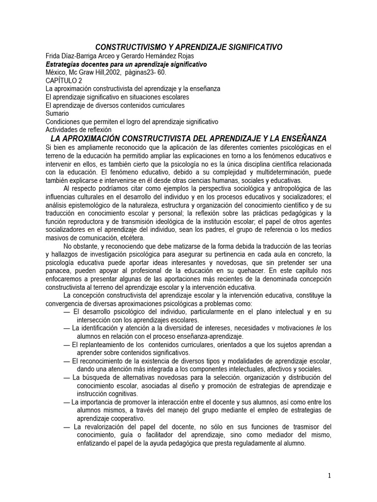 Constructivismo y Aprendizaje Significat | PDF | Aprendizaje ...