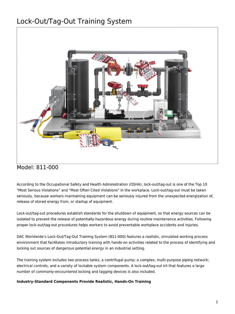 Lock-Out - Tag-Out Training System - Hands-On Industrial LOTO Training ...