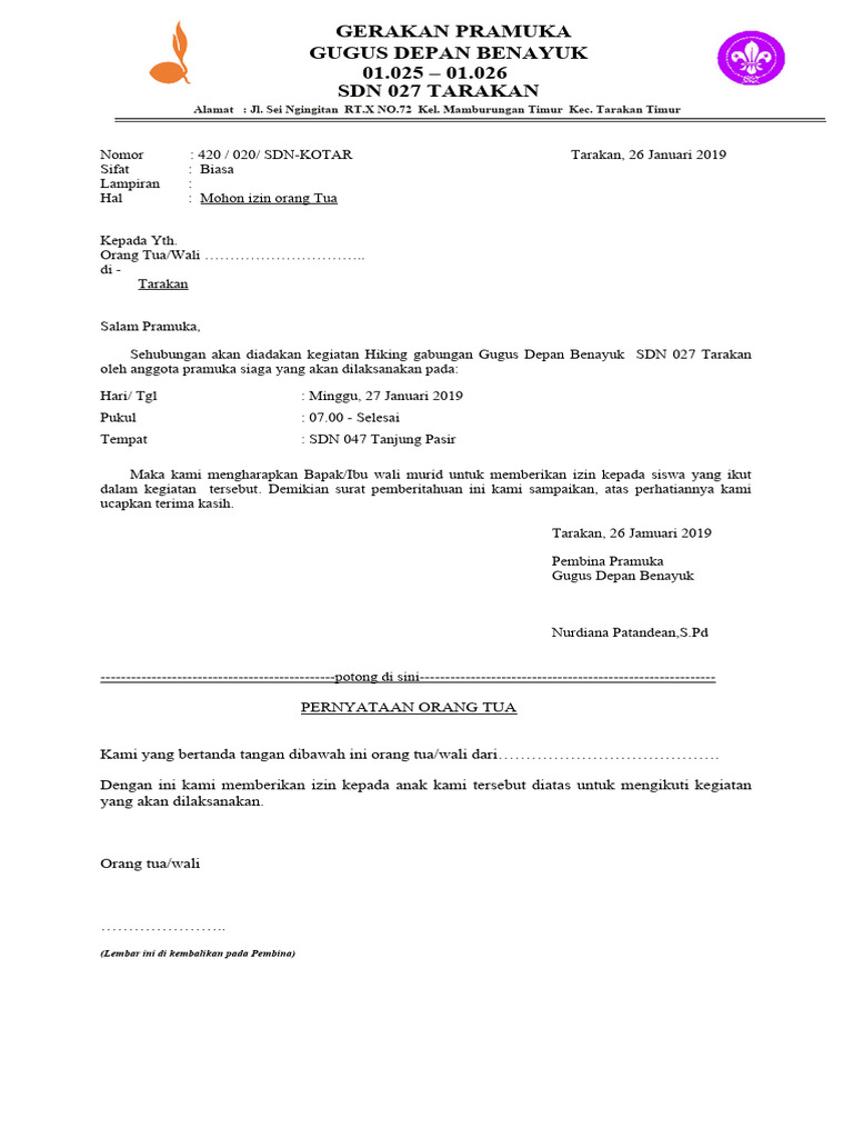 Surat Izin Hiking | PDF