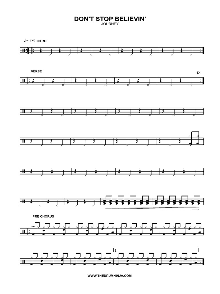 Downloadsdont Stop Believin Journey Drum Transcription PDF | PDF | Song ...