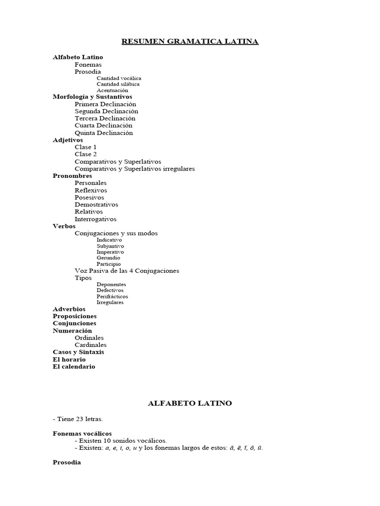 Resumen Gramatica Latina Pdf