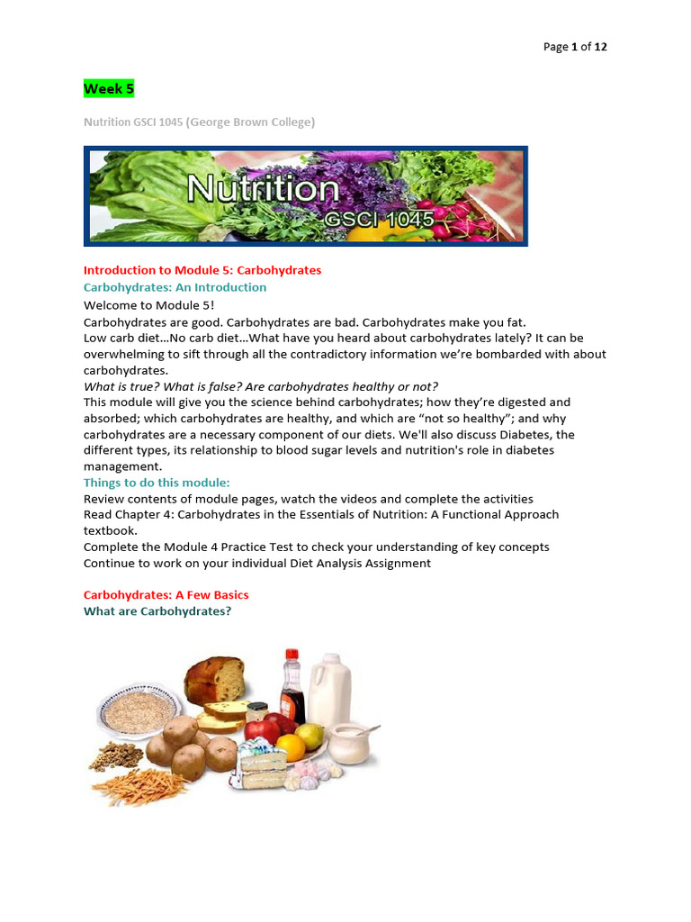 Nutrition-GSCI1045 Lecture-Week 5 | PDF | Diet & Nutrition | Dietary Fiber