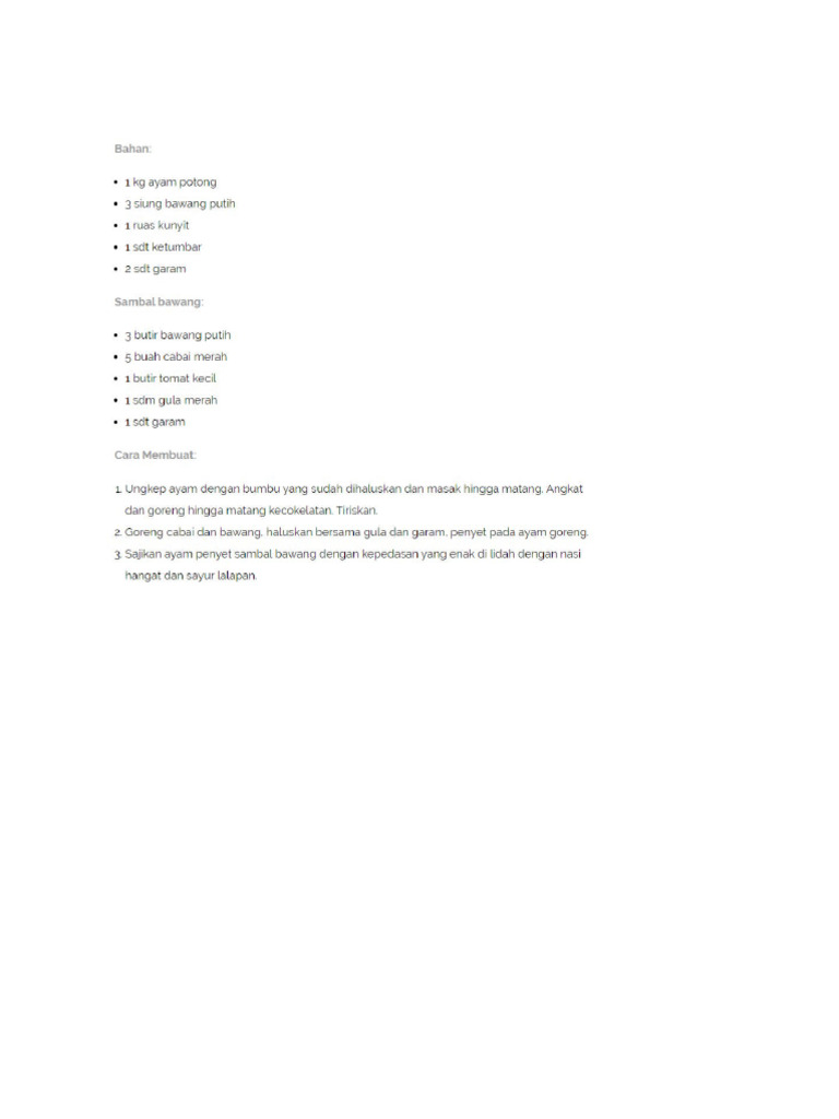 Cara Membuat Ayam Penyet | PDF