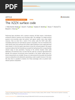 その他 K The XZZX Surface Code: Article | PDF | Quantum Computing