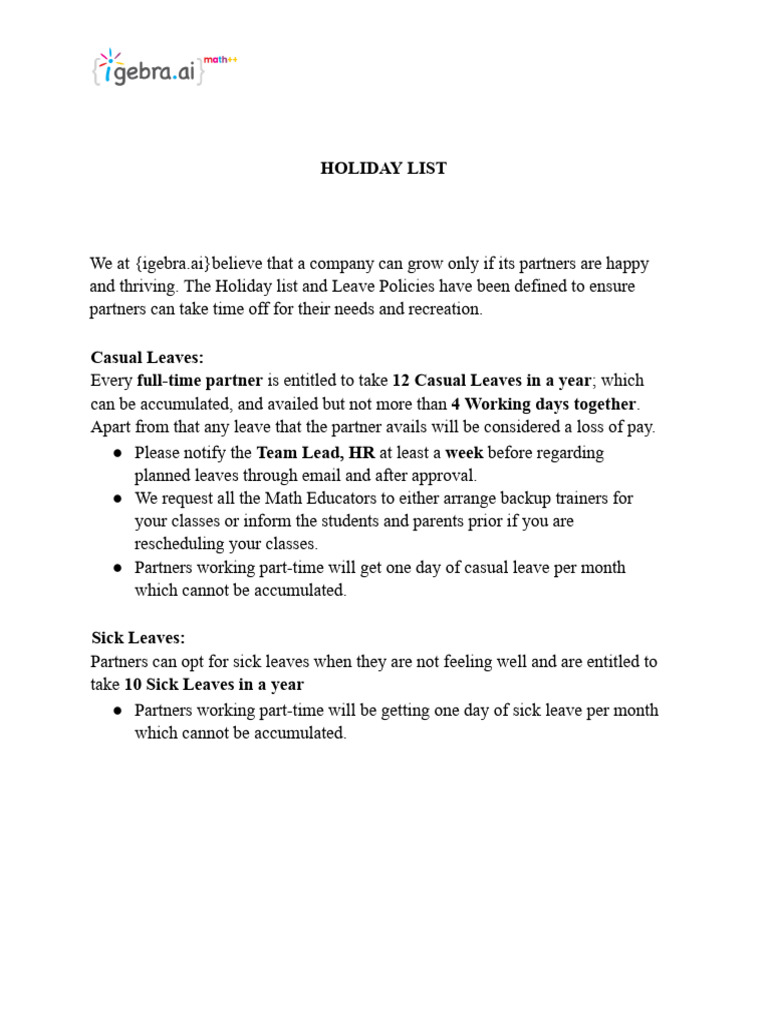 Holiday List2024 PDF