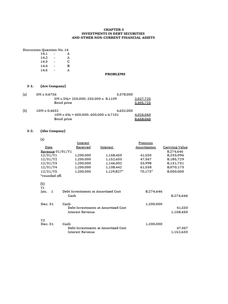 2023-Vol-1-Ch-3-Problems-Ans 3 | PDF | Book Value | Debt