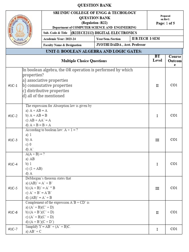 De QB R22 | PDF | Logic | Electronic Circuits