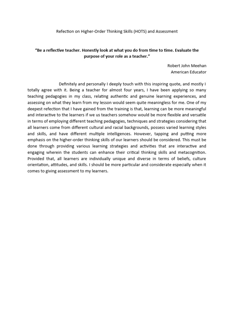 Importance of HOTS in Teaching | PDF | Self-Improvement