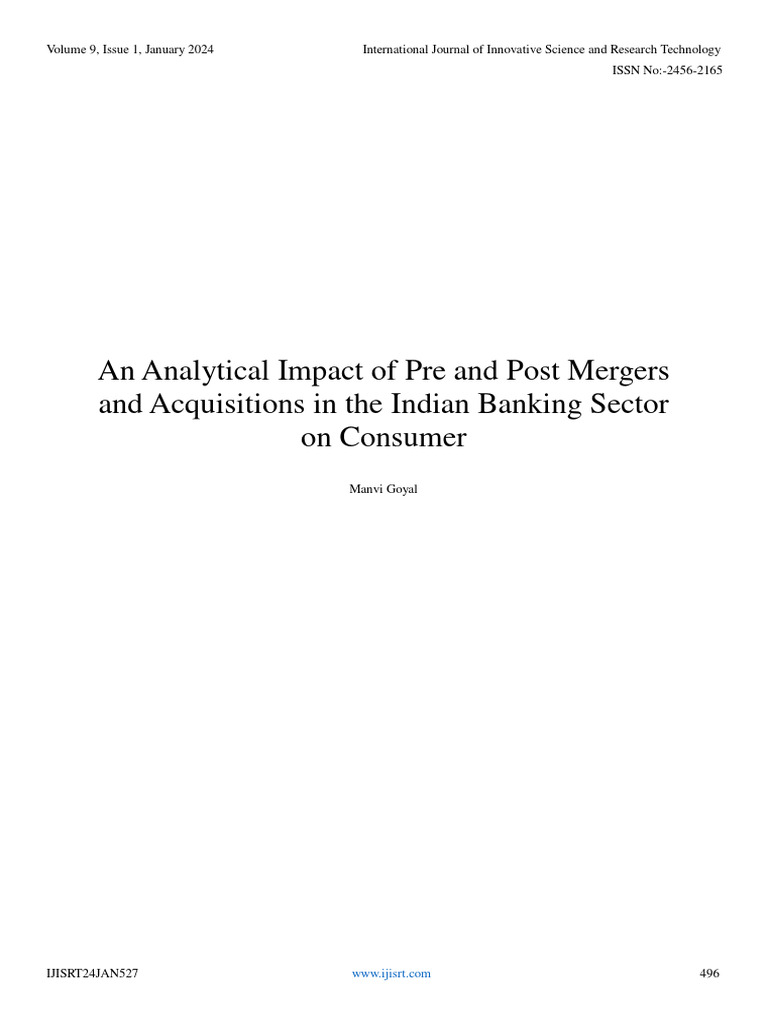 An Analytical Impact of Pre and Post Mergers and Acquisitions in The ...