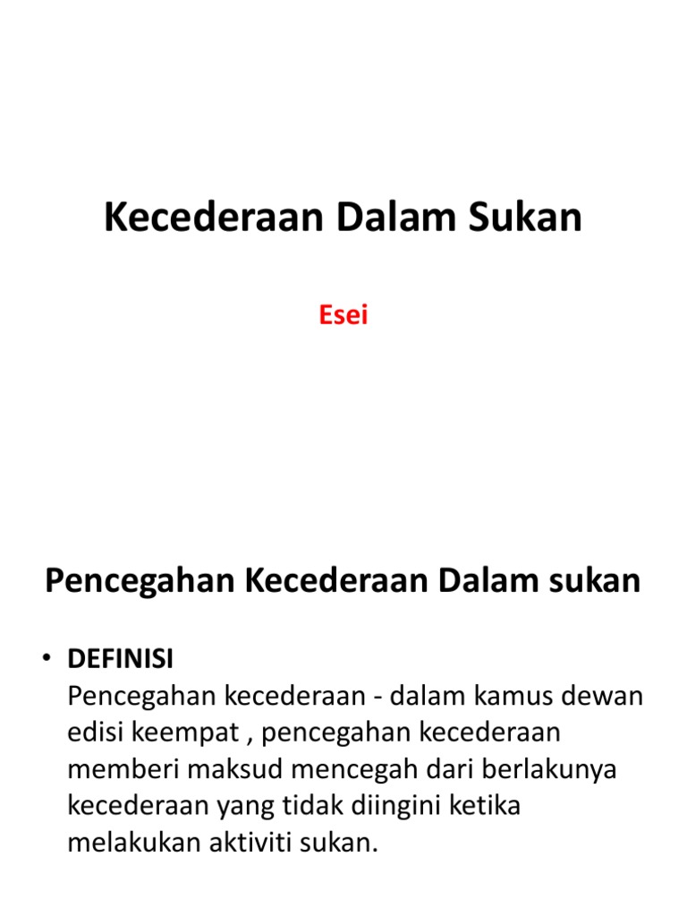 Kecederaan Dalam Sukan Esei Pdf