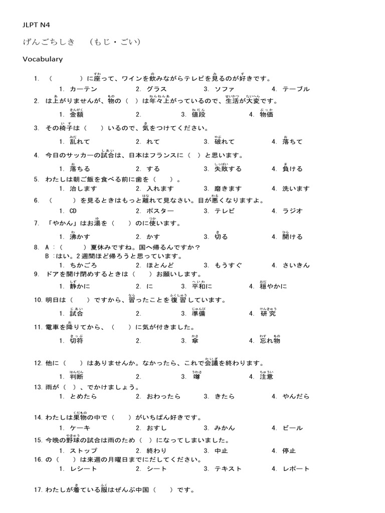 6 soal latihan jft a2 jlpt n4 part 6 pdf