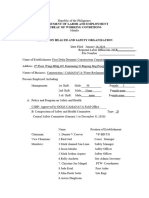 Report On Health and Safety Organization Form (DOLE - BWC - OHSD - IP-5)