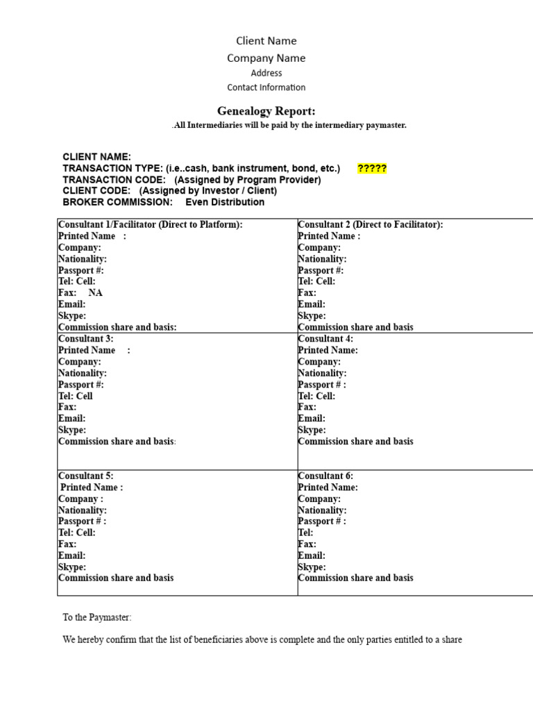 Genealogy Report PDF Private Law Business