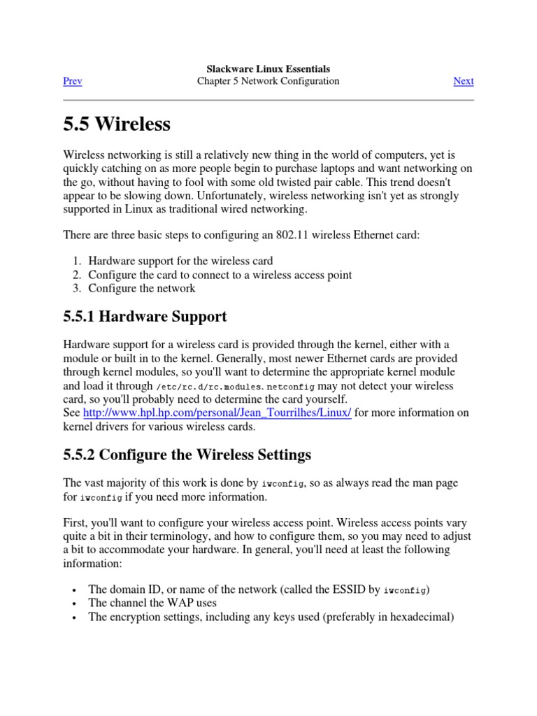 Configuring Wireless on Slackware 4 | PDF | Wireless Access Point ...