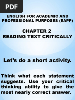 Lesson 2 Reading Text Critically